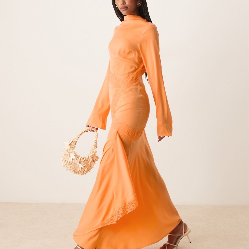 ASOS Vibrant Orange Dress with Lace Details